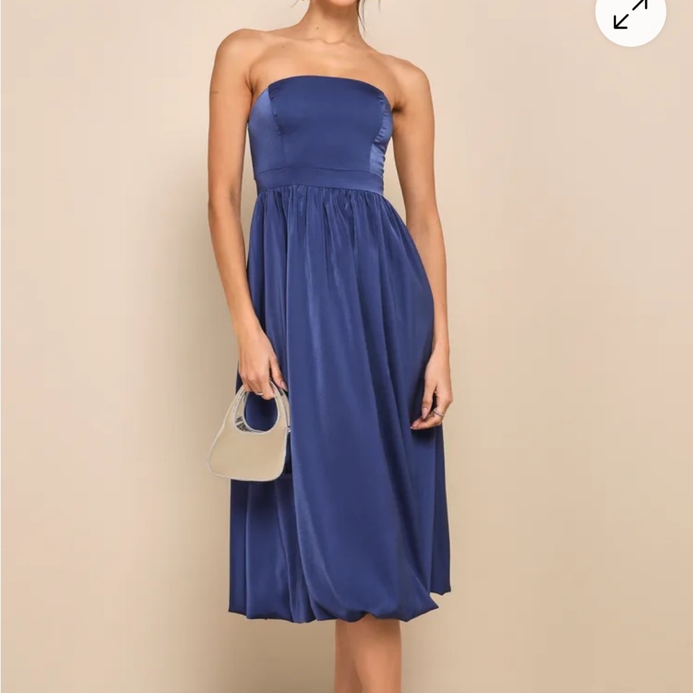 Elegant Blue Strapless Dress